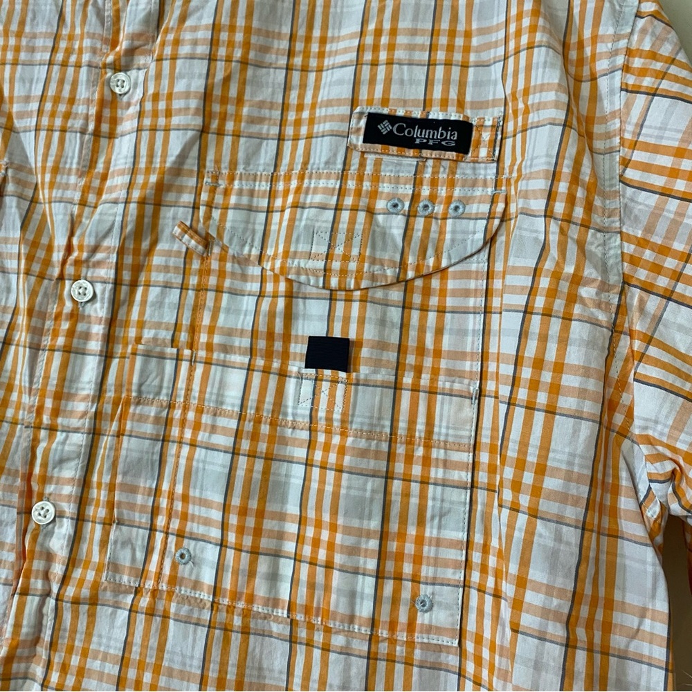Columbia PFG Tennessee Volunteers Mens XL Plaid Polo Fishing Orange White - Picture 4 of 12